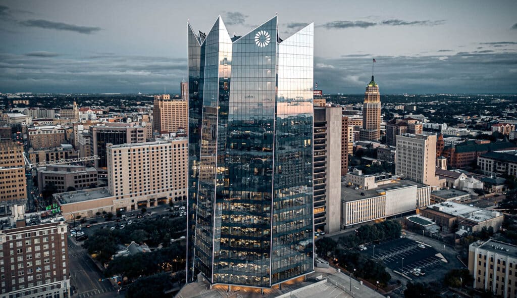 Frost Bank Tower in the city of San Antonio - SAN ANTONIO, UNITED STATES - NOVEMBER 3, 2022